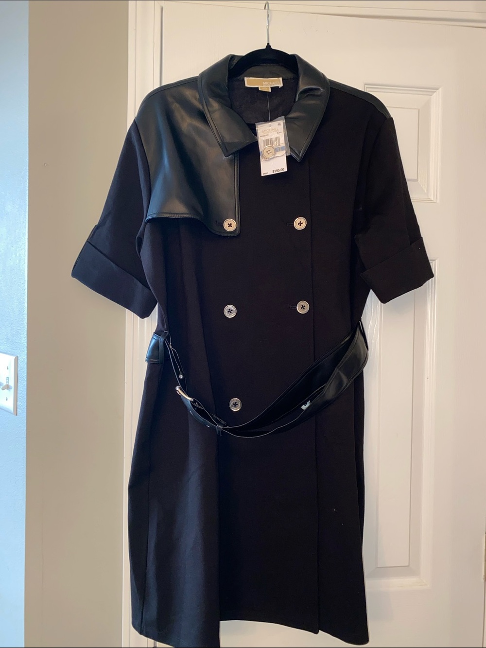 Michael Kors Classic Black Short-Sleeve Trench Dress